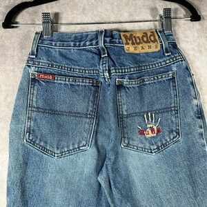 Vintage Mudd Jeans Womens 0 Blue‎ Medium Wash Denim Flared Mid Rise Skater Y2K